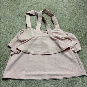 Madewell pink ribbed criss cross flowy crop top size small